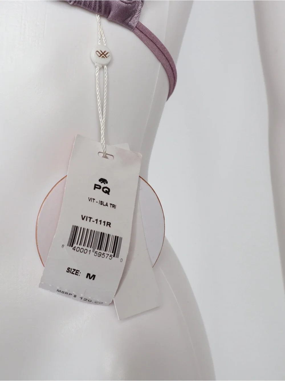 PQ SWIM | Women's Mauve Stringy Ruched Triangle Bikini Top